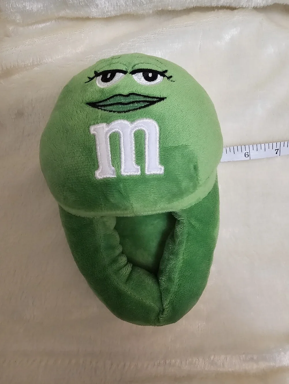 M&M's Youth Slippers Green Plush Girls Kids S/M Candy Novelty Shoe